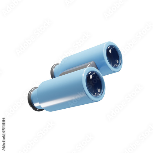 Binocular 3d icon with cartoon style for website design presentation. 3d rendering icon