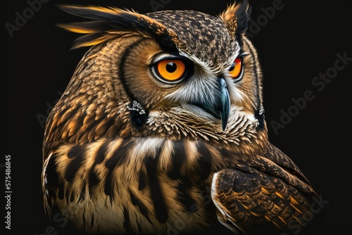 One species of eagle owl, known as the Eurasian eagle owl, may be found across much of Eurasia. Huge and imposing owl with distinctive ear tufts, vibrant orange eyes, and delicate buffy streaking on t