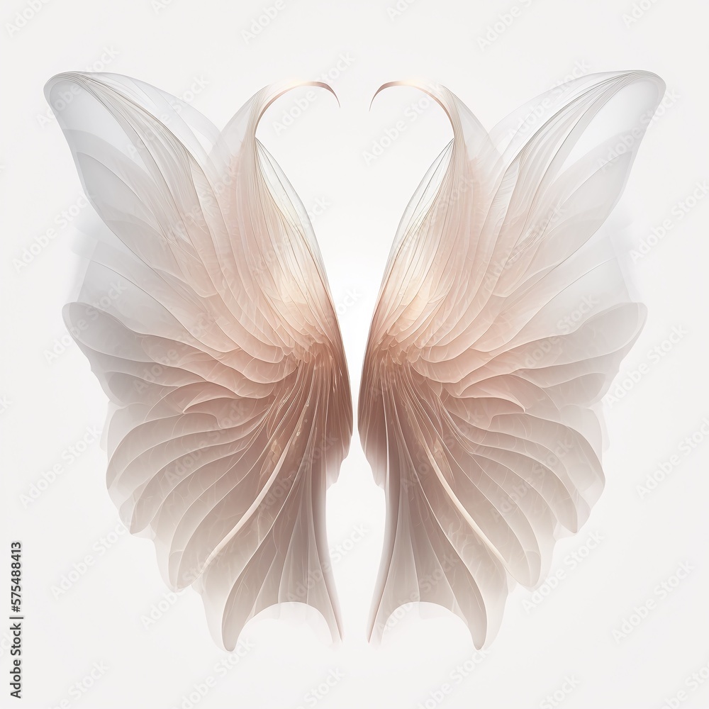 A pair of fantasy fairy translucent wings isolated on white background. A pair of fantasy fairy translucent wings isolated on white background.