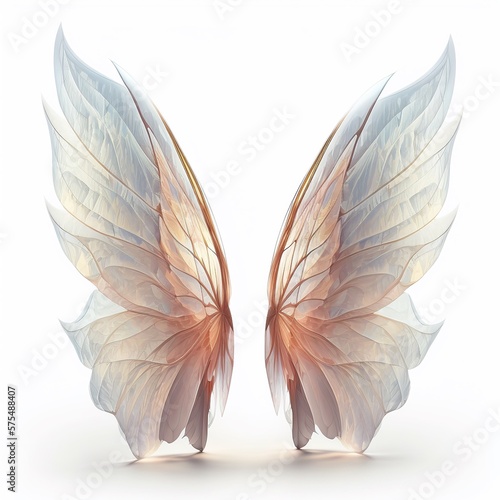 Fotografie, Obraz A pair of fantasy fairy translucent wings isolated on white background