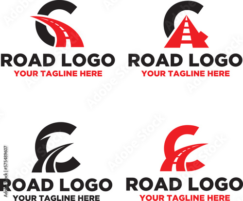 C letter with road logo, road icon, highway, roadway, path icon, logo design vector 2023