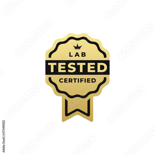 Elegant Lab Tested Label or Lab Testing Certified Vector Isolated On White Background. Best lab tested seal vector for product packaging. Lab tested label vector for product design.