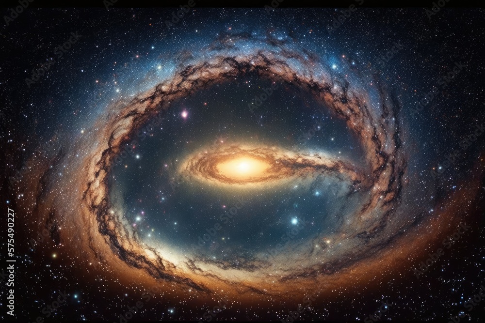 Milky Way galaxy with stars in the background of a panoramic vista from outer space. Our Solar System is located within the Milky Way galaxy. Generative AI Milky Way galaxy with stars in the background of a panoramic vista from outer space. Our Solar System is located within the Milky Way galaxy. Generative AI