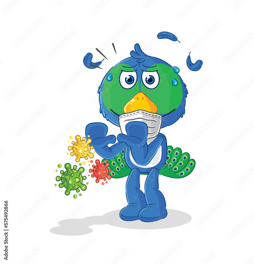 peacock refuse viruses cartoon. cartoon mascot vector peacock refuse viruses cartoon. cartoon mascot vector