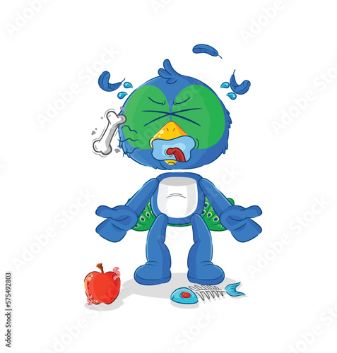 peacock burp mascot. cartoon vector