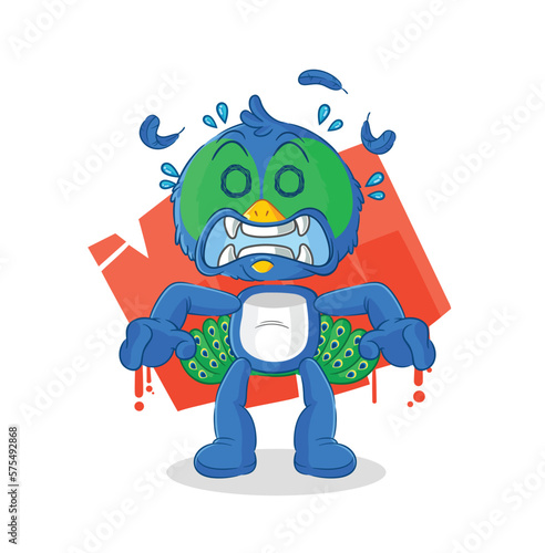 peacock monster vector. cartoon character