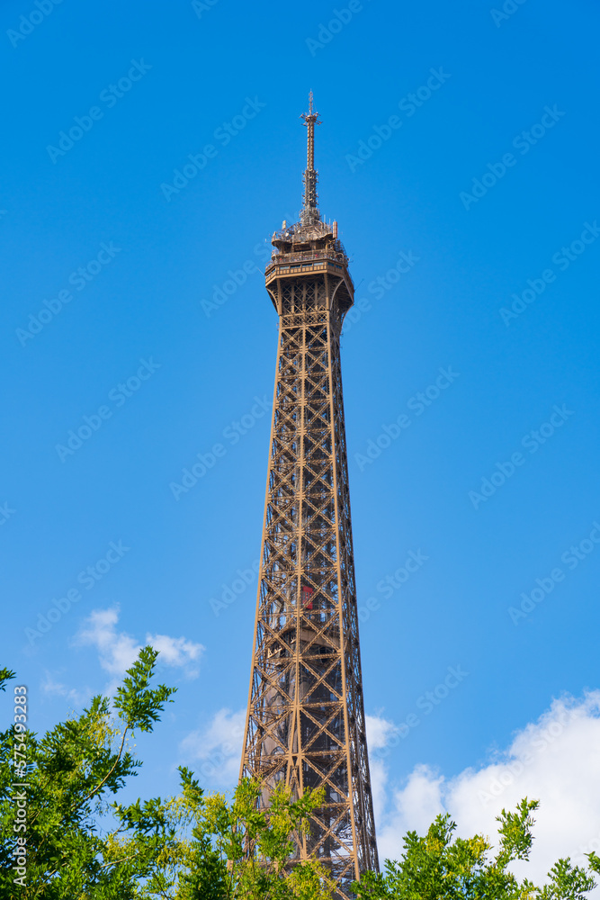 Eiffel Tower seen from the park in Paris. France