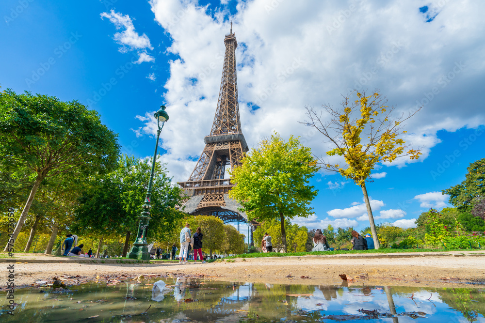 Eiffel Tower seen from park in Paris. France Photos | Adobe Stock