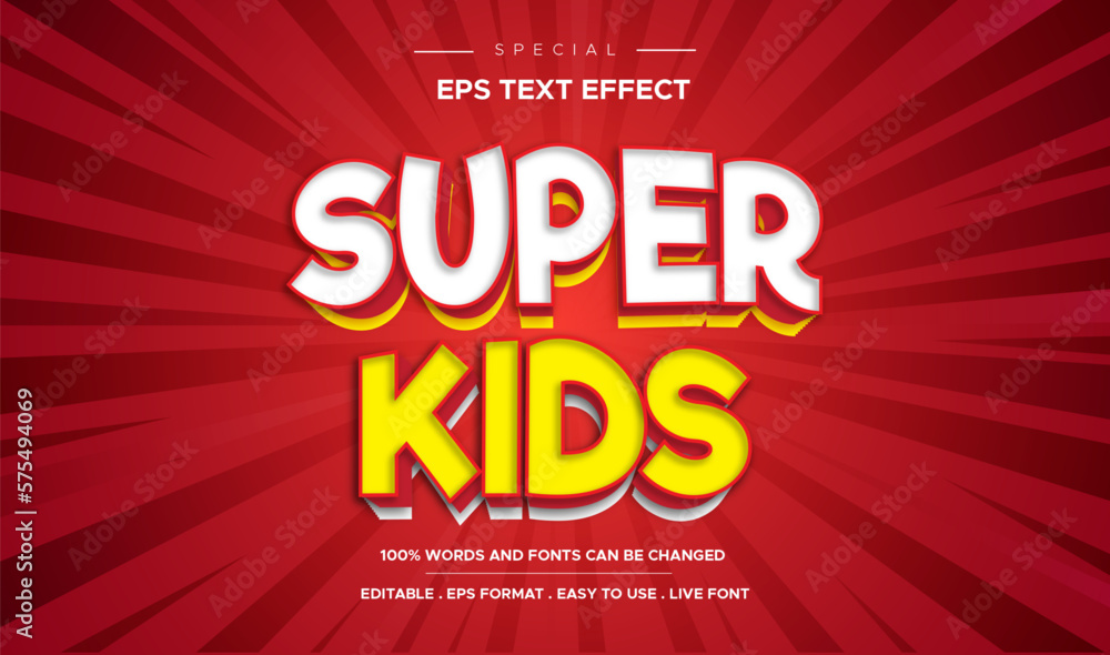Fototapeta premium Super Kids Text Effect editable