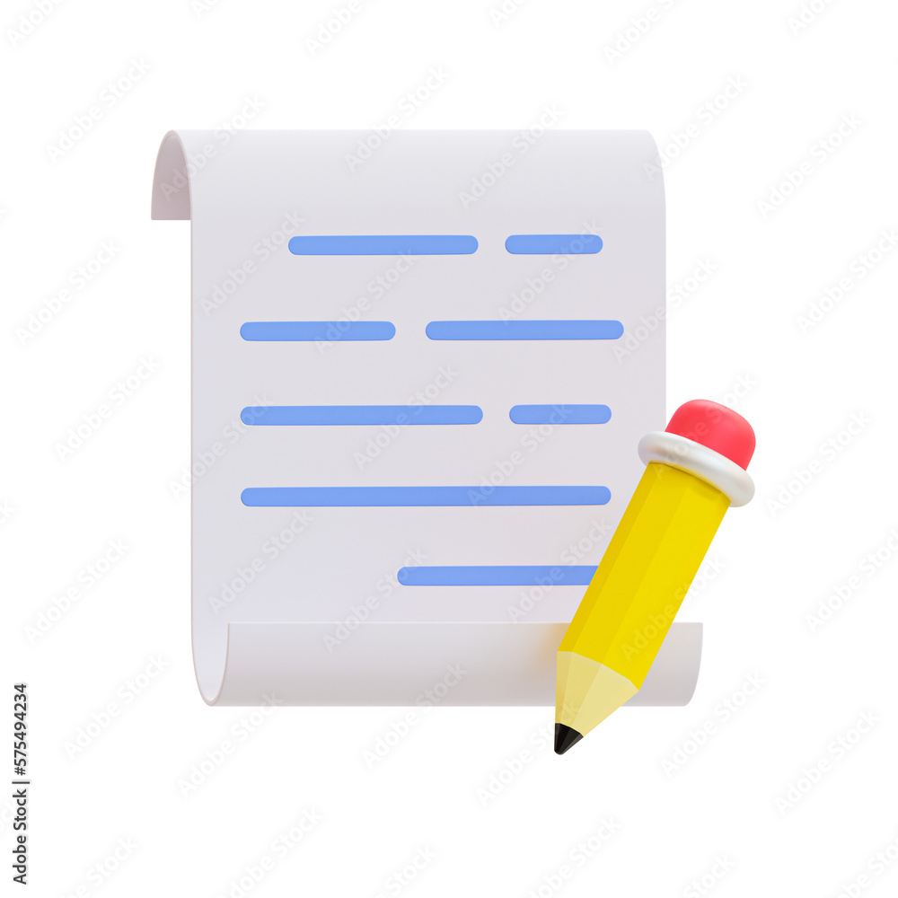 3d edit file. paperwork improve. document with a pencil. 3d illustration. 3d edit file. paperwork improve. document with a pencil. 3d illustration.