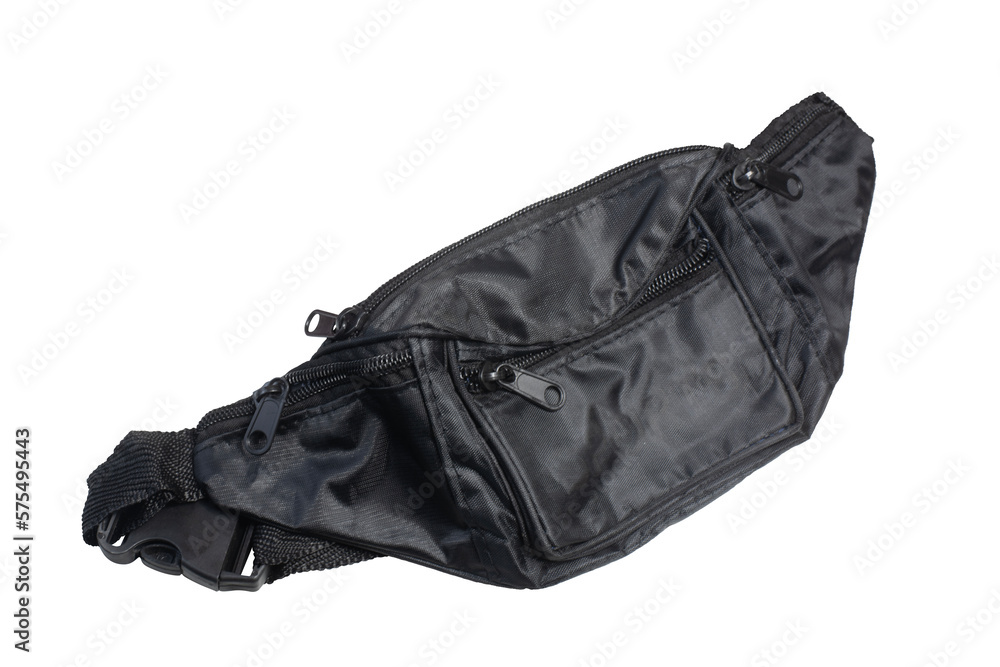 black waist bag on a white background,with clipping path black waist bag on a white background,with clipping path