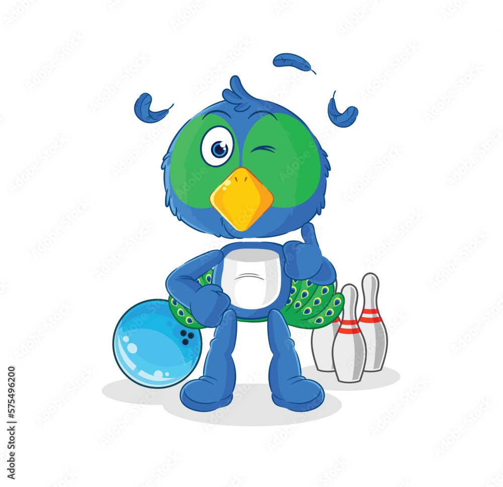 peacock play bowling illustration. character vector peacock play bowling illustration. character vector
