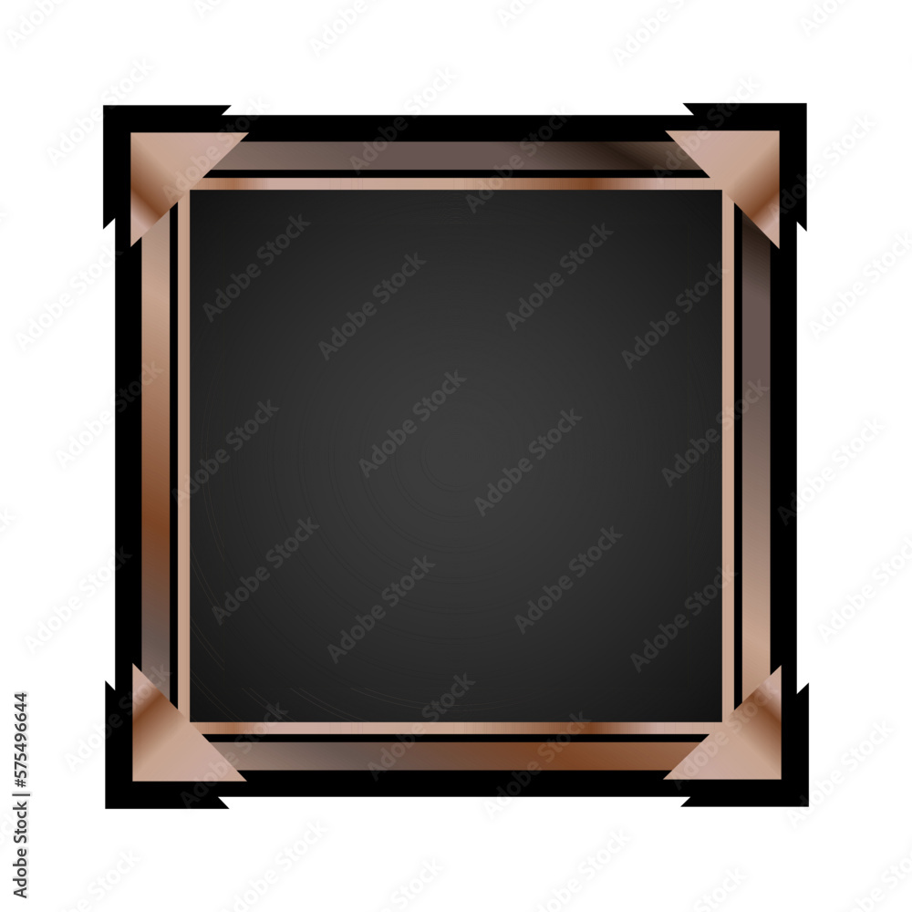 Obraz premium Square ui game frame. Empty frame for apps. Bronze frame icon vector illustration isolated on white background.