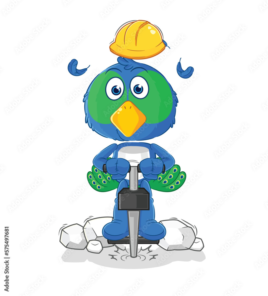 peacock drill the ground cartoon character vector peacock drill the ground cartoon character vector