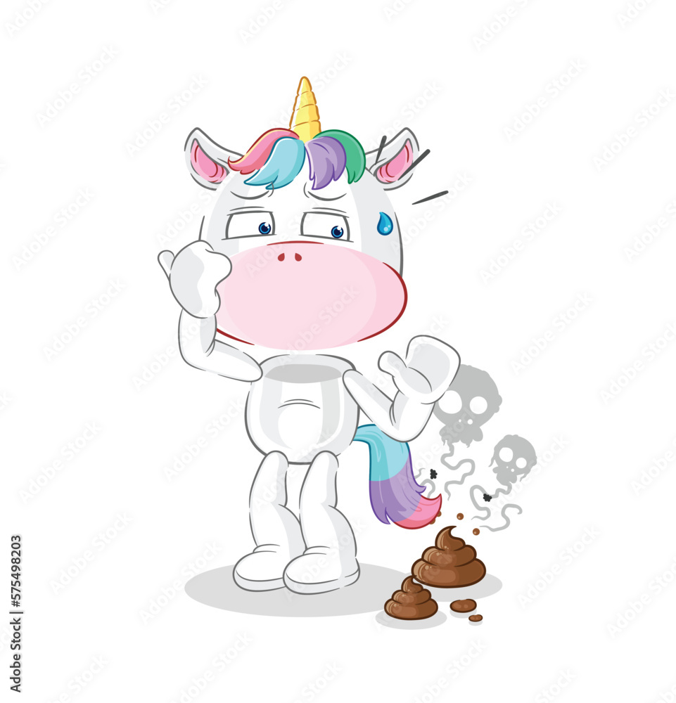 unicorn with stinky waste illustration. character vector unicorn with stinky waste illustration. character vector