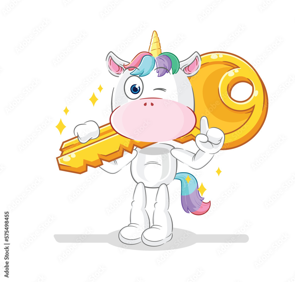 unicorn carry the key mascot. cartoon vector unicorn carry the key mascot. cartoon vector