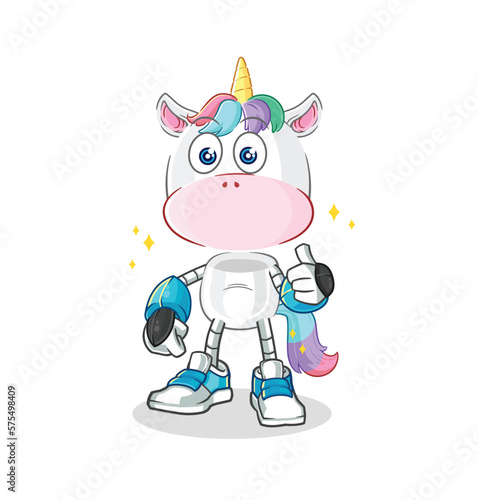 unicorn robot character. cartoon mascot vector