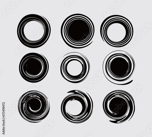 Swirl twisted rounded circle spiral black twirl hypnotic sircular shape vector clip art element