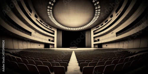 Empty Theater Chairs  interior of a Congress Palace  auditorium  GENERATIVE AI