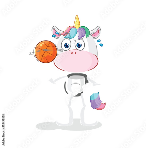 unicorn playing basket ball mascot. cartoon vector