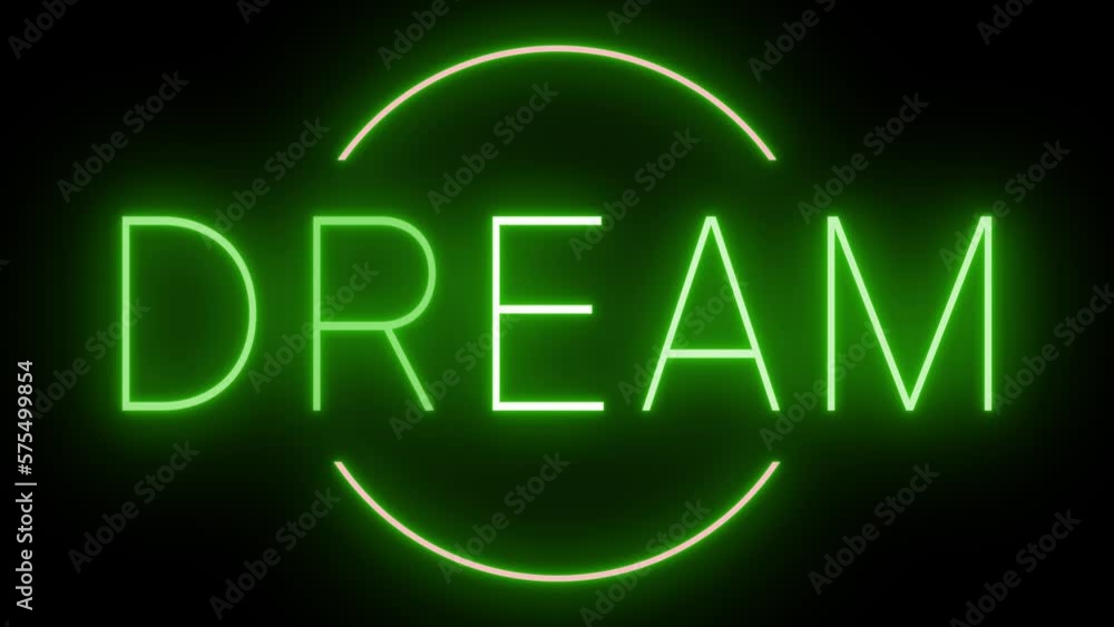 Flickering green retro neon sign glowing against a black background Flickering green retro neon sign glowing against a black background
