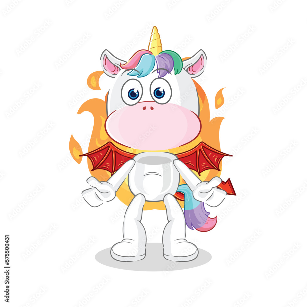 unicorn demon with wings character. cartoon mascot vector unicorn demon with wings character. cartoon mascot vector