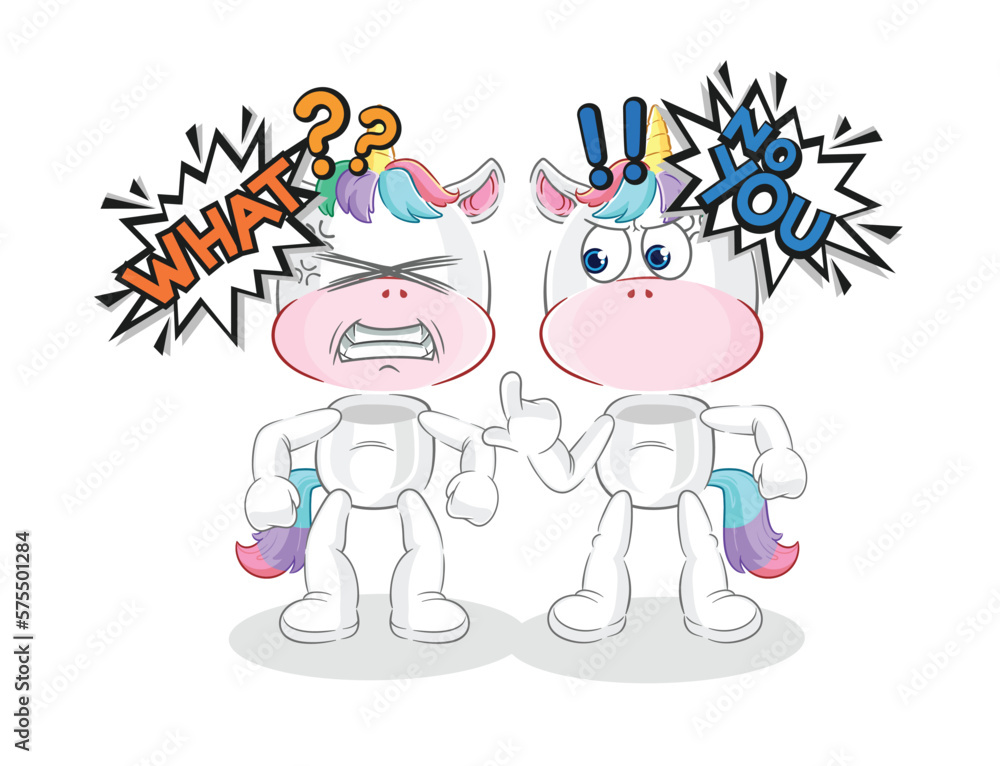 Fototapeta premium unicorn arguing each other cartoon vector