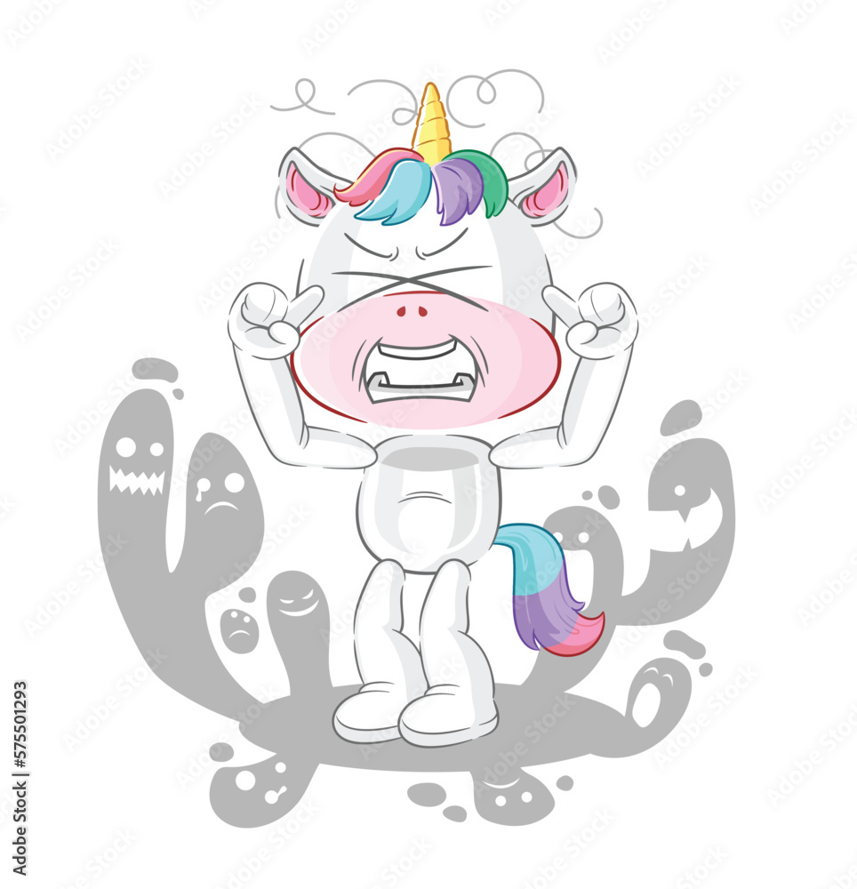 depressed unicorn character. cartoon vector depressed unicorn character. cartoon vector