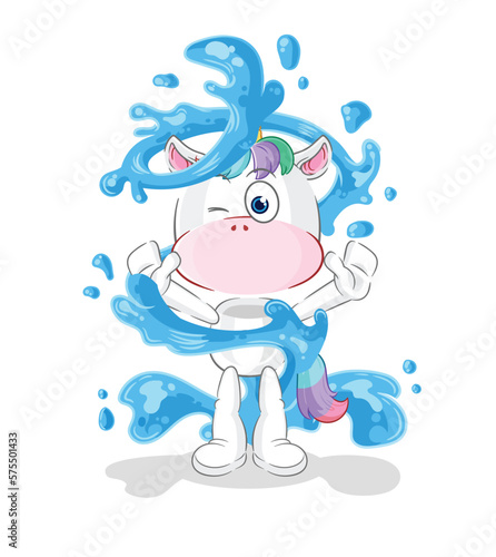 unicorn fresh with water mascot. cartoon vector