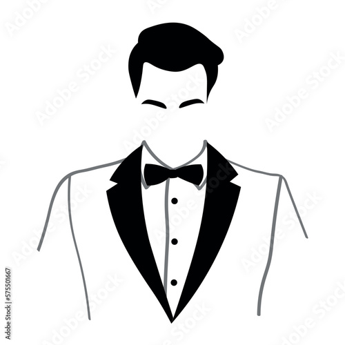 Drawn stylish gentleman on white background