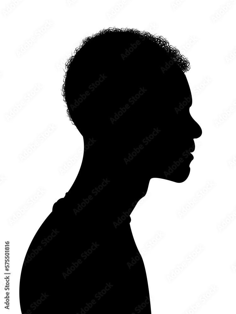 Silhouette Of Black Man With Curly Short Hair