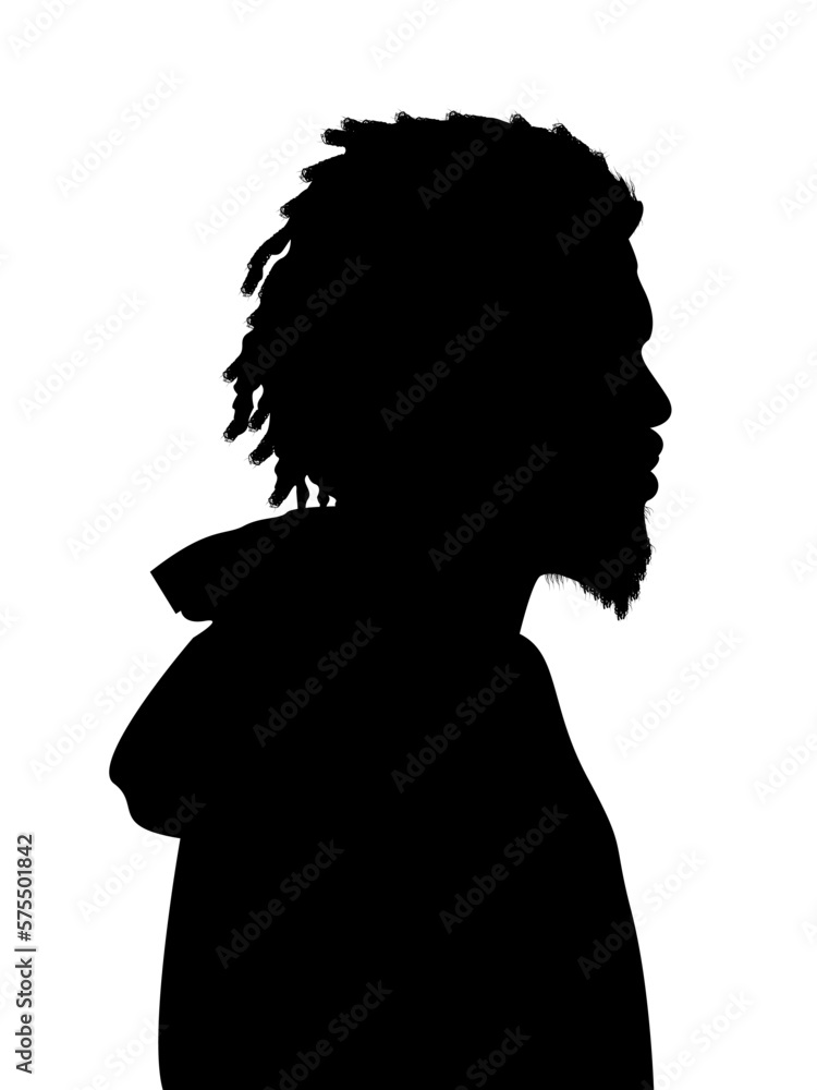 Short Dreadlocks Curly Hair Black Man Silhouette