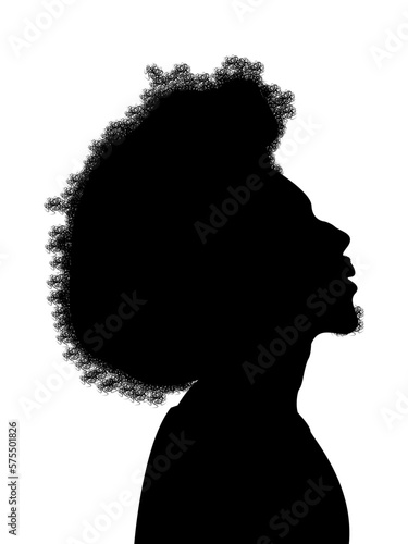 Curly Hair Black Man Silhouette