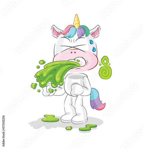 unicorn throw up cartoon. cartoon mascot vector