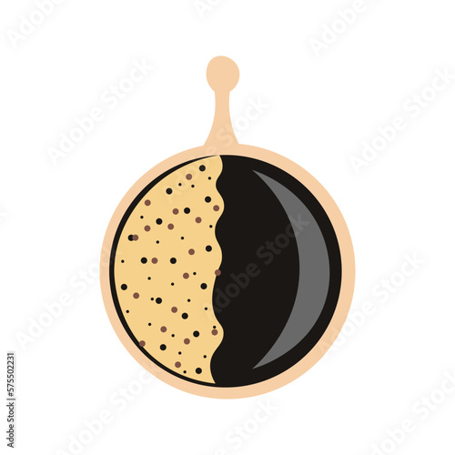 Cup of black coffee on white background, top view