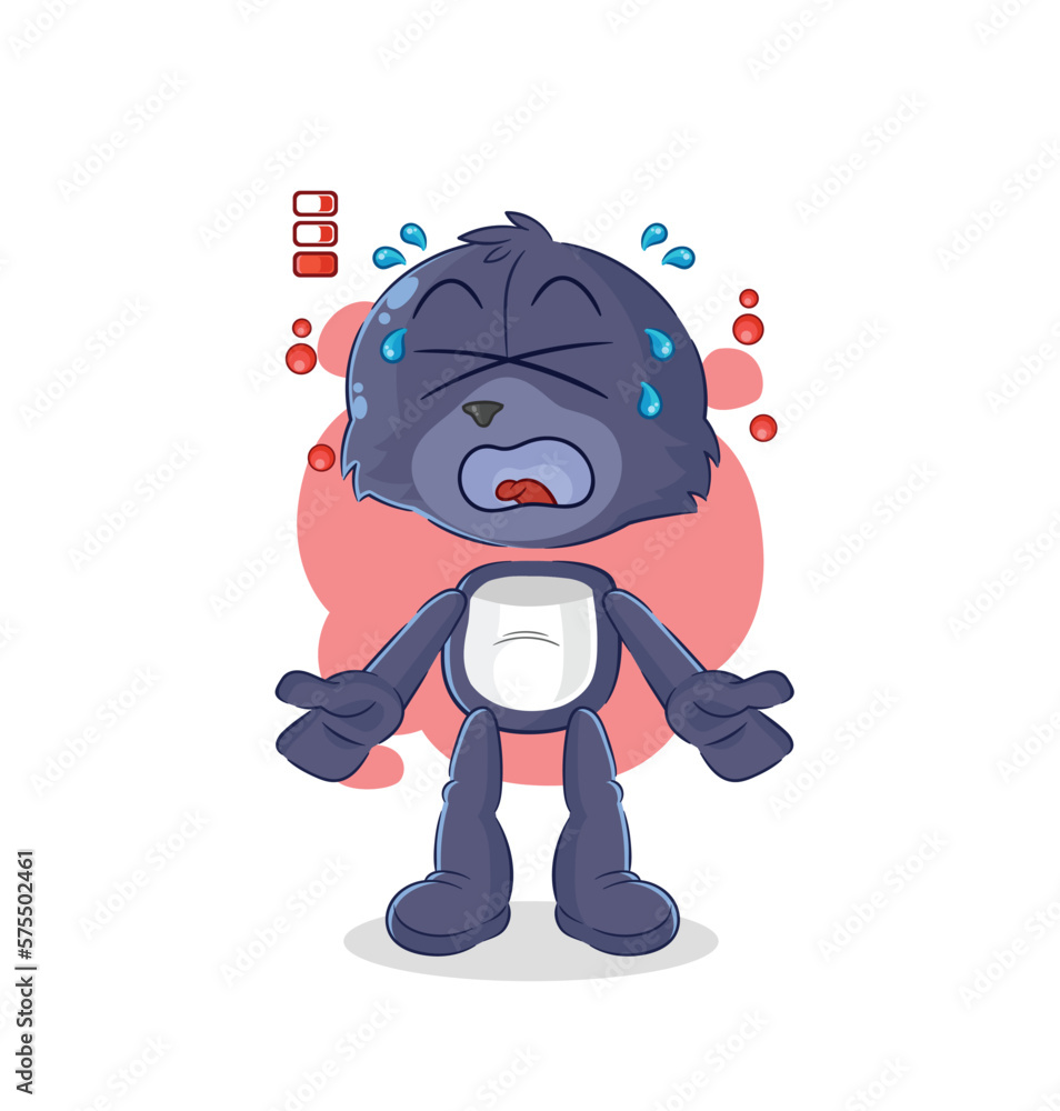 seal low battery mascot. cartoon vector seal low battery mascot. cartoon vector