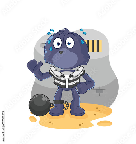seal criminal in jail. cartoon character