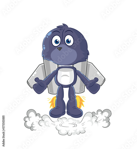 seal with jetpack mascot. cartoon vector