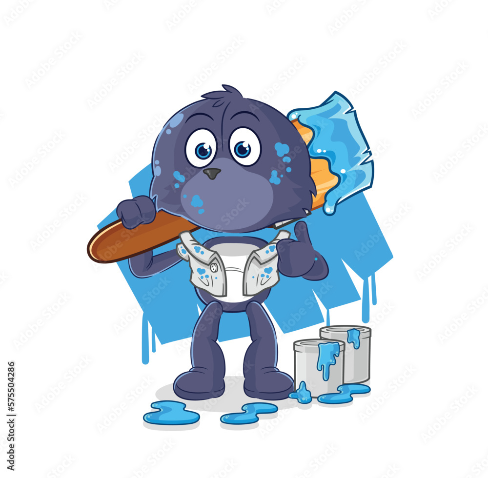seal painter illustration. character vector