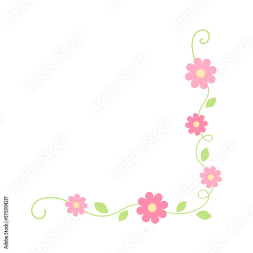 Flower corner frame vector design. Hand drawn floral corner borders.