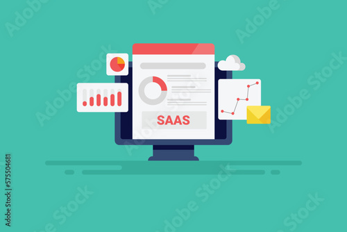 Business intelligence Marketing analytics saas displaying user demography, sign up subscription data insights and other company information on interface web banner concept.
