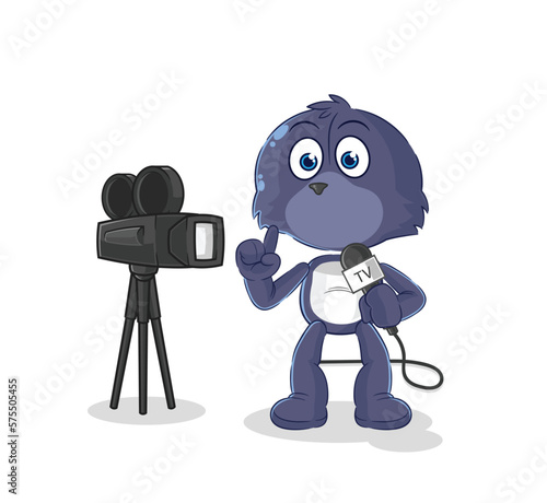 seal tv reporter cartoon. cartoon mascot vector