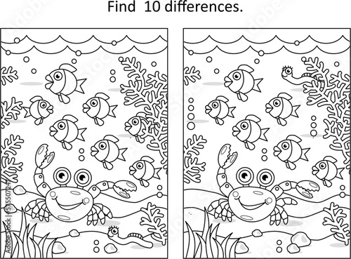 Difference game with underwater life scene
