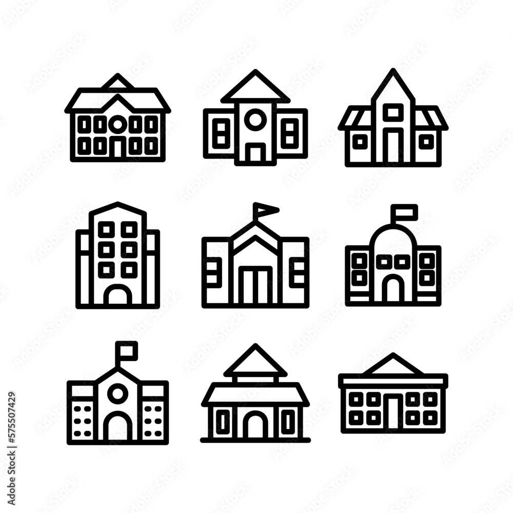 school building icon or logo isolated sign symbol vector illustration - high quality black style vector icons

