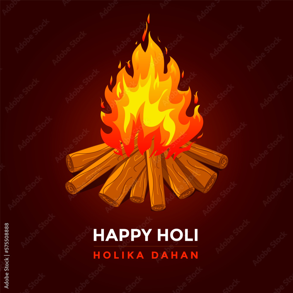 Celebration of Happy Holi, Holika Dahan, Holi fire creative poster ...