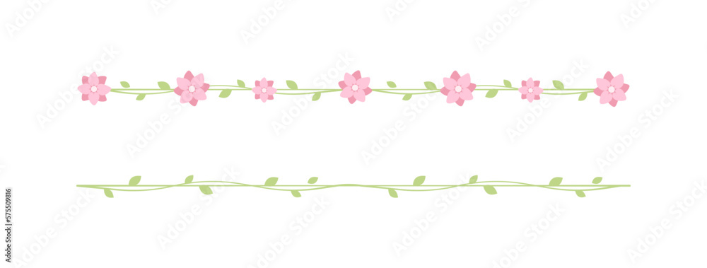 Cute Spring Floral Dividers Borders Set. Springtime and Easter flower separators design elements.