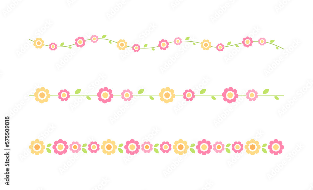 Cute Spring Floral Dividers Borders Set. Springtime and Easter flower separators design elements. Cute Spring Floral Dividers Borders Set. Springtime and Easter flower separators design elements.