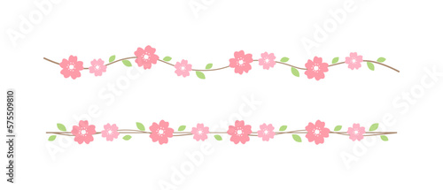 Cute Cherry Blossom Sakura Flower Dividers Borders Set. Springtime travel floral separators design elements.