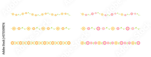 Cute Spring Floral Dividers Borders Set. Springtime and Easter flower separators design elements.