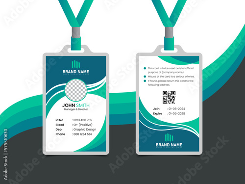 Front and back id card template with mockup
